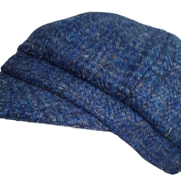 Genuine Harris Tweed® Cap ZH051 Women's Baker Boy Cap PEACOCK BLUE - OSFM - Picture 9 of 9